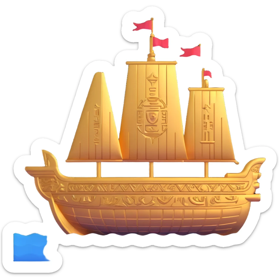 ancient Anunnaki golden ship underwater with cuneiform and ornate carvings sticker