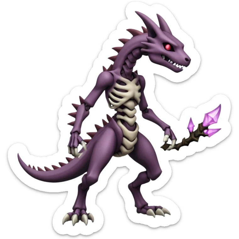 Shiny Badass Edgy Dark Evil Spectral Dusky Spooky Skeletal Cool Hot Stylish Handsome Marowak-Darkrai-Genesect-Fakémon-fusion (full body) sticker