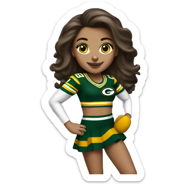 nfl glamourous cheerleader, brunette hair, cheering, Green Bay packer  sticker
