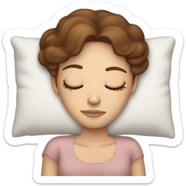 White girl with frekles Brown not curly hair sleeping peacfully on a pillow  sticker