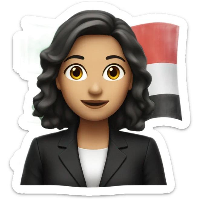 A super realistic woman in a black suit waves the Italian flag over her head sticker