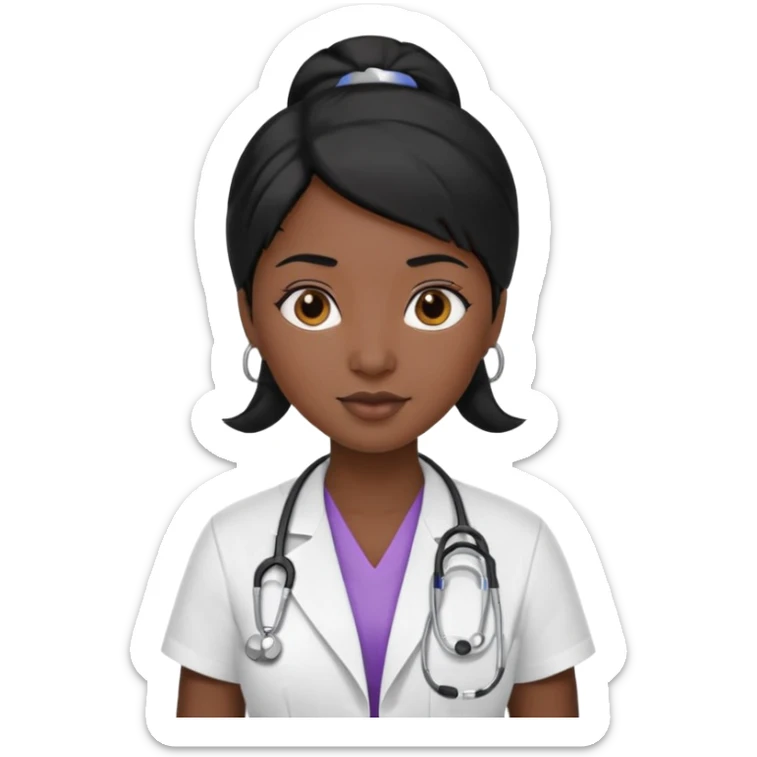 medical woman, with black hair and skin color sticker