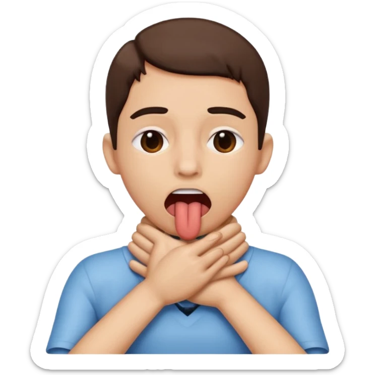 criss cross hands around throat choking self emoji tongue out sticker