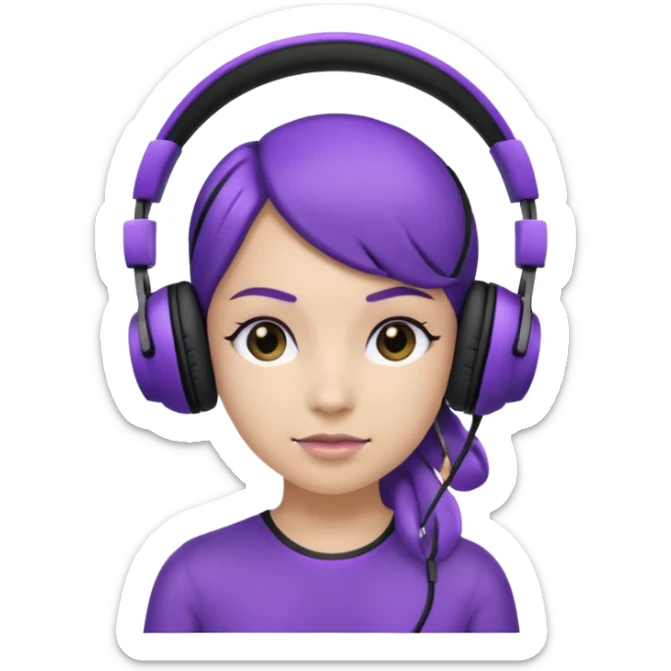 headphones with bow on the right side black and purple headphones looking like this 🎧 sticker