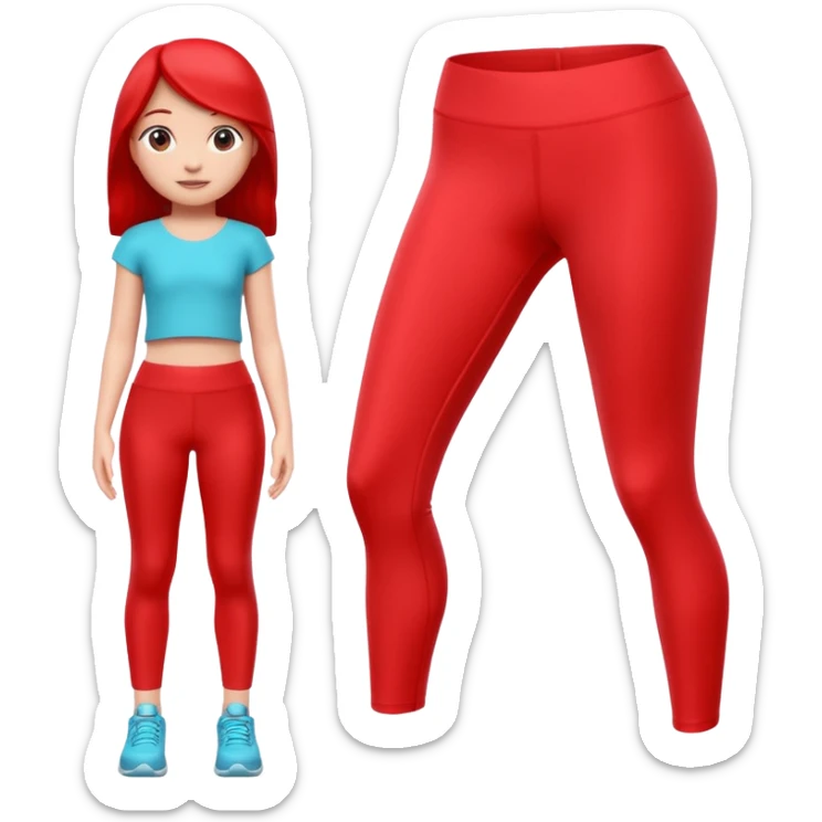 A 3D cartoon Red leggin with gentle fabric folds and neat finish, isolated on plain background, Memoji-style. sticker