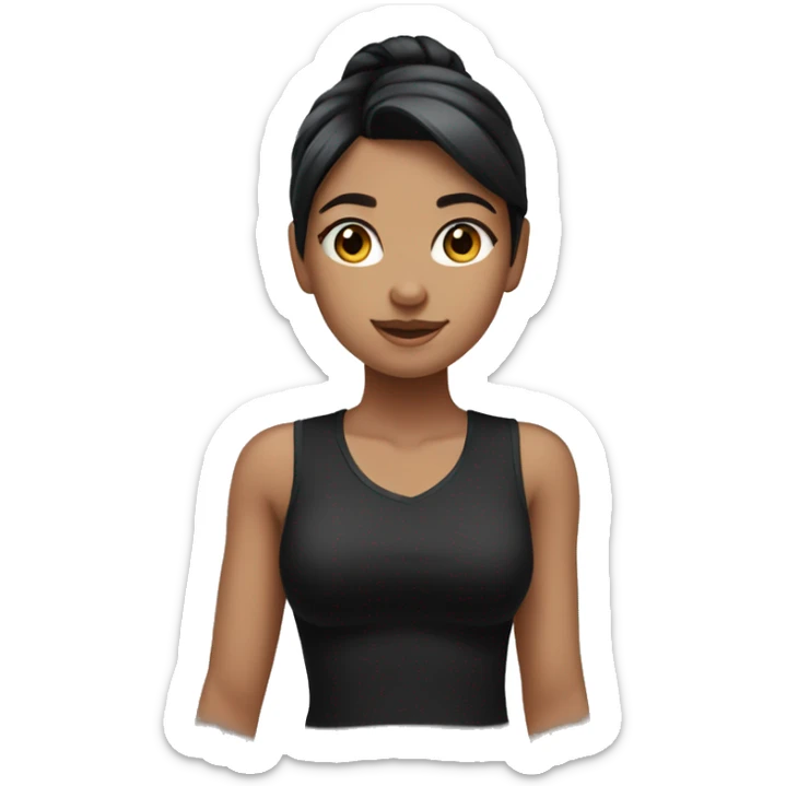 girl with black hair in a ponytail and a black sleeveless shirt sticker