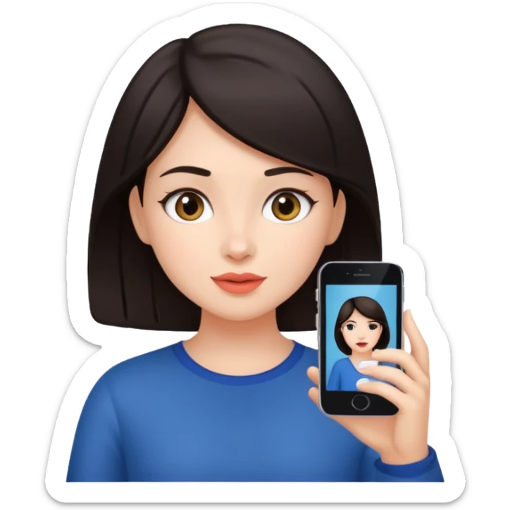 quiero crear una chica con una movil como si estuviese grabando vlog con el pelo oscuro  sticker