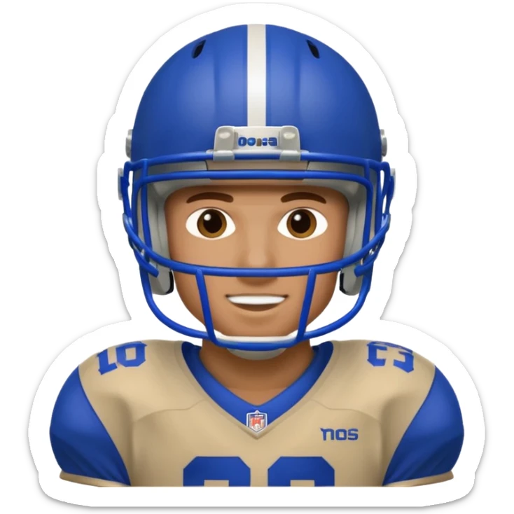 College football player helmet in a royal blue color Half face sticker