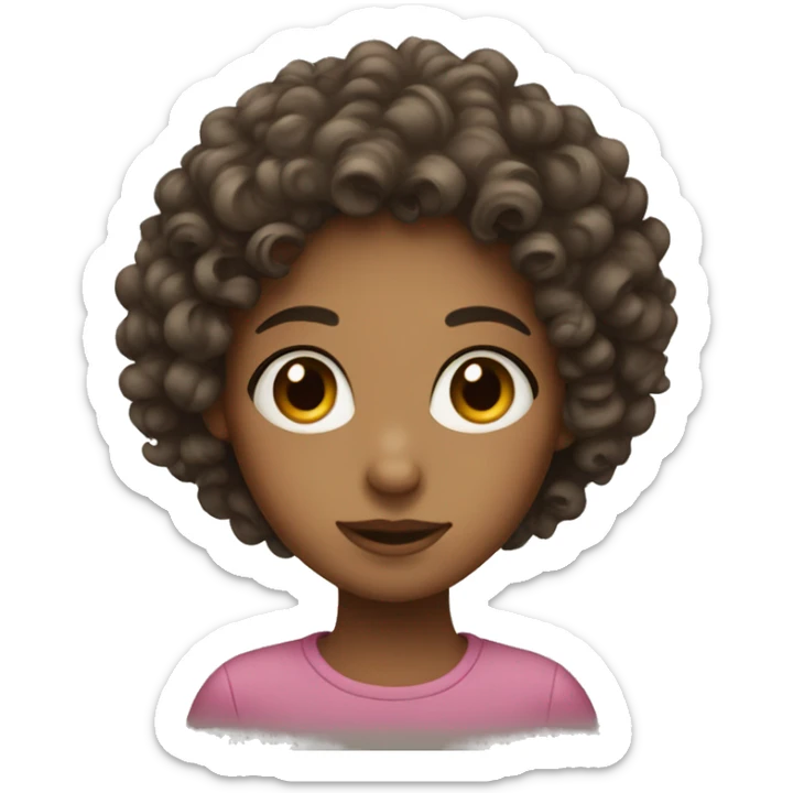 A curly-haired girl and a heart  sticker
