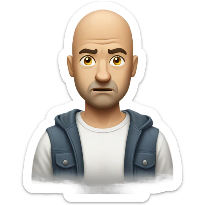 Bald man in his 30s angry with life and not having a girlfriend who lives with his mom sticker