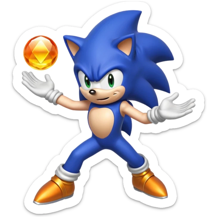I want Sonic the hedgehog with the 7 chaos emeralds and the Goku aura transformation sticker