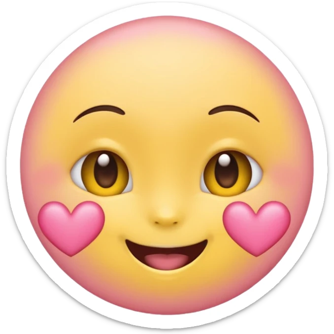 cute emoji, heart eyes, playful grin, pastel pink and yellow sticker