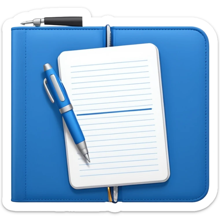 emoji of an open agenda with a blue cover, visible pages, simple details sticker
