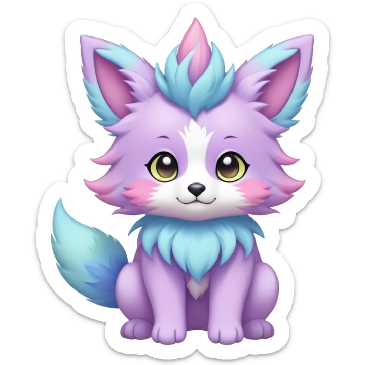 Kawaii pastel colorful ethereal anthro fursona Fakemon sticker
