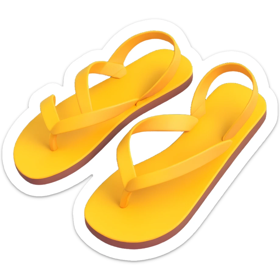 Simple sandal sole with minimal detail, 3D iPhone emoji style, inspired by Jesus sandals, matching the angle of the reference image, viewed from the bottom. sticker