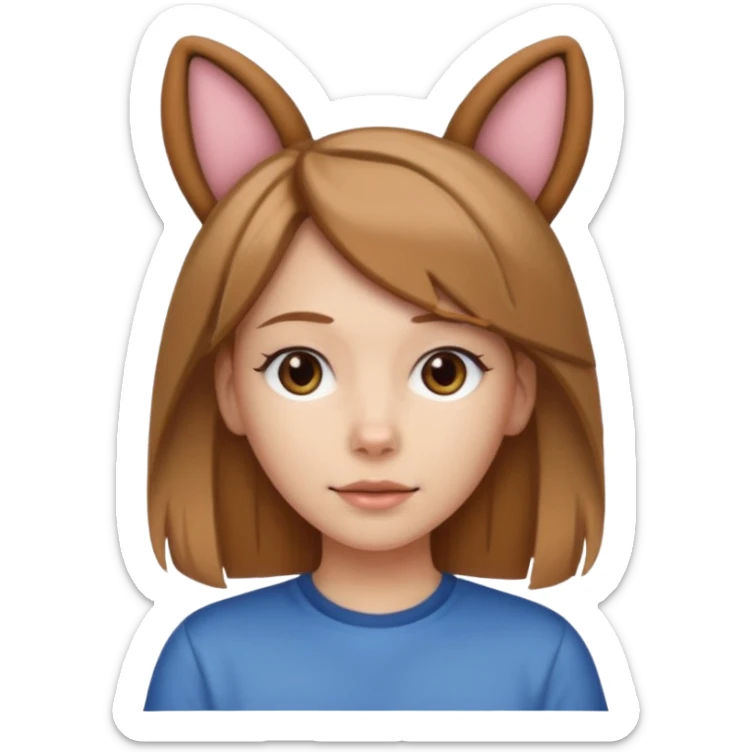 White girl with straight brown hair name is Valentina put dog ears on her and make he rlike like a bith but still not ugly just the dog prt of it and also have a shirt that says siri on it LONG LIGHT BROWN HAIR the shrit must say siri on ittt dont draw a dog just dog years sticker