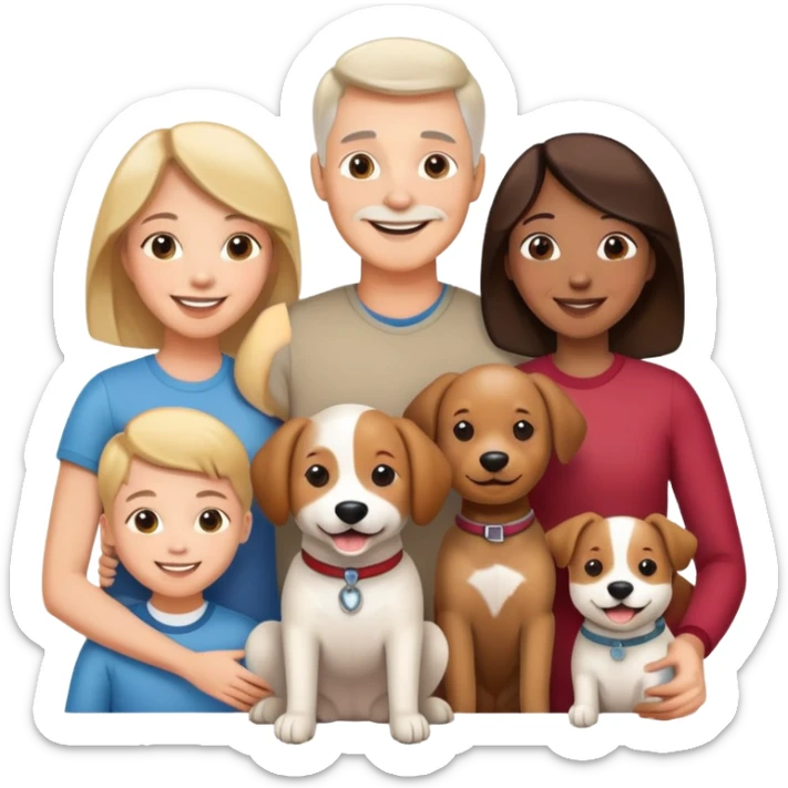 family with parents, children and a pet dog sticker