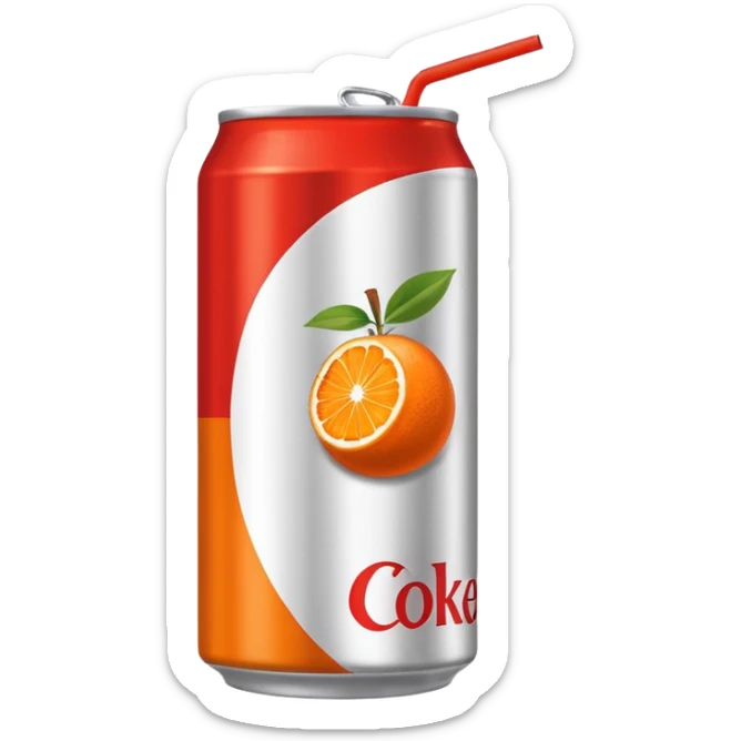 Diet Coke can style in orange with italian flag and orange fruit on the label and the can is orange with a red straw sticker