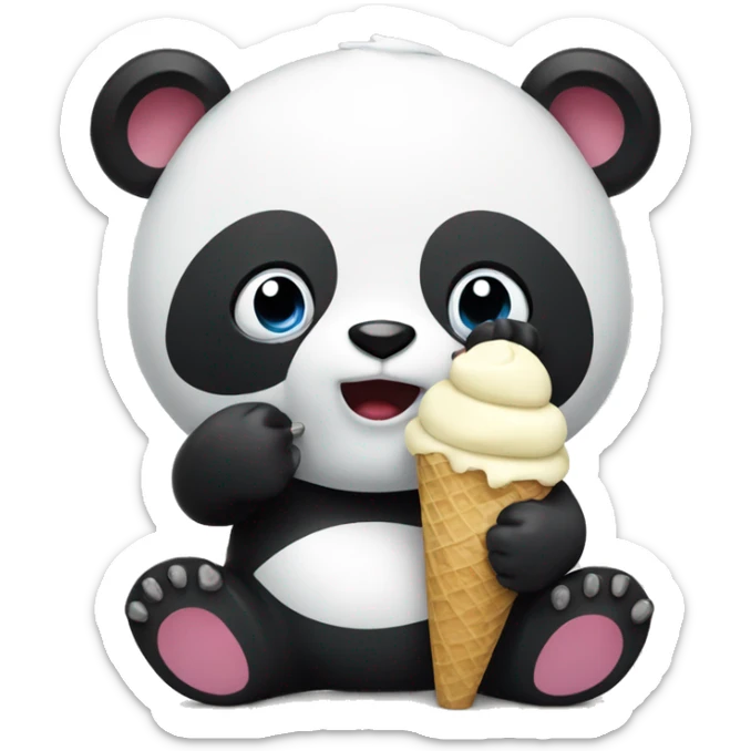 Panda eating ice cream sticker
