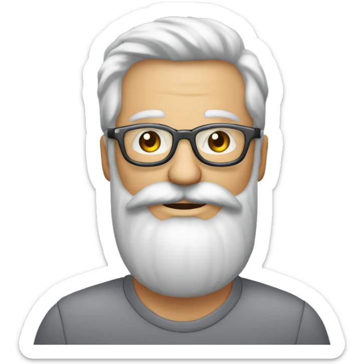 Homme âgé cheveux gris très courts dégarni sur le devant  barbe grise très courte lunettes rondes avec caméra en main sticker