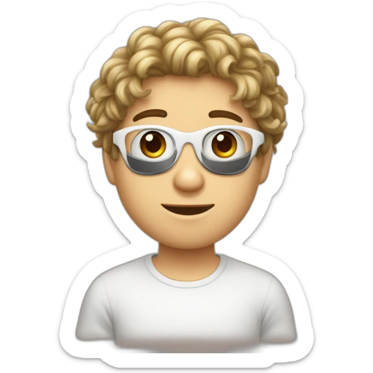 jeune homme blanc avec les cheveux frisée et des lunettes rondes sticker