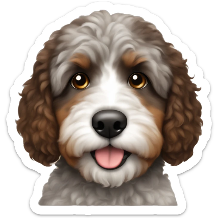 Bernedoodle with only a little fur under chin. Brown eyebrows and more black fur sticker