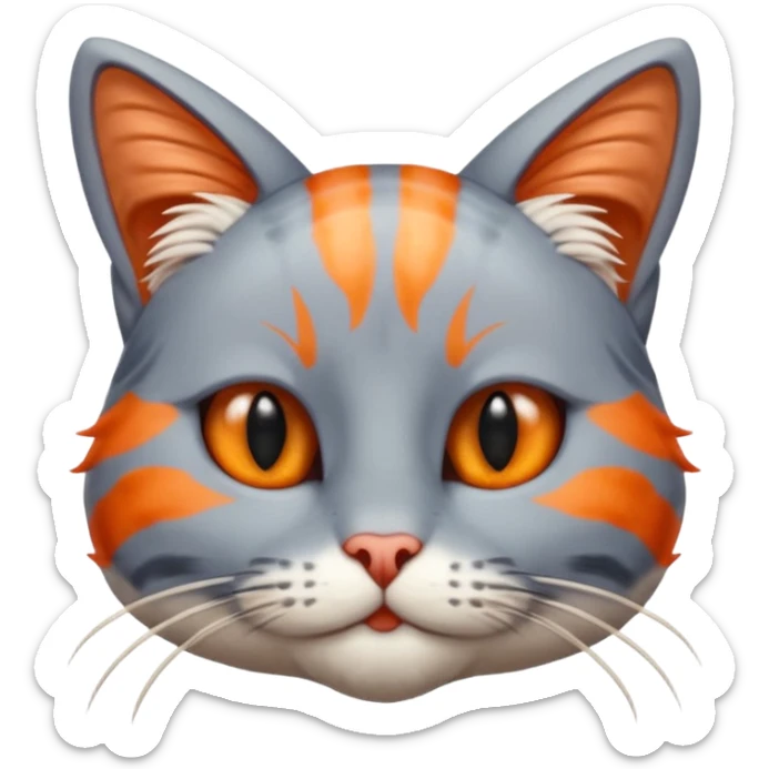 Half Shrimp Half Cat - gray and orange cat head and shrimp body named Trippi Troppi sticker