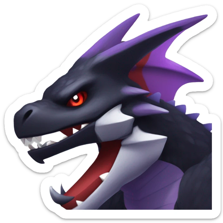 Black Cool Edgy Nargacuga-Garchomp-Noivern Fakémon  with White and Red and purple and black Edgy markings sticker