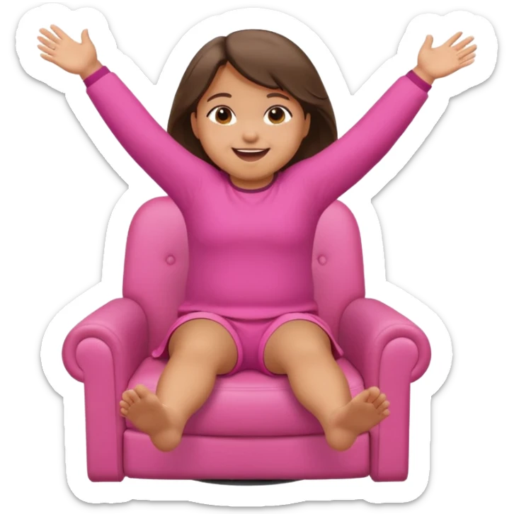 Little Girl fat but not too fat standing but falling off of a chair half in the air chair with pink clothes on standing on chair but fell off not touching chsir sticker