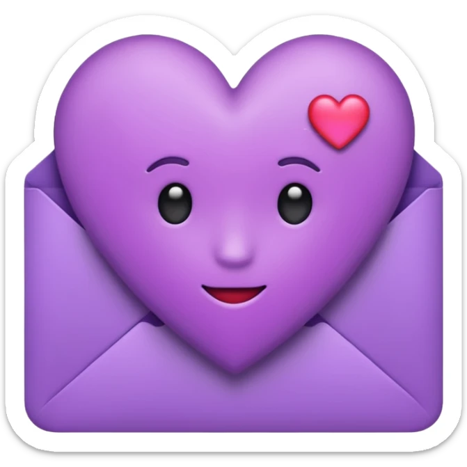 IOS's love letter emoji but with a purple heart instead of a red heart sticker