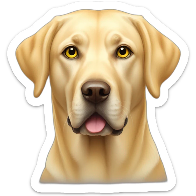 a yellow labrador with honey eyes with a tennis ball in the mouth sticker