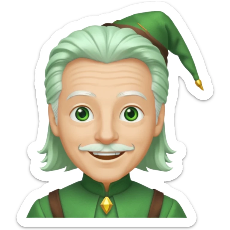The Wizard from the Wizard of Oz with white hair, green eyes, green outfit sticker