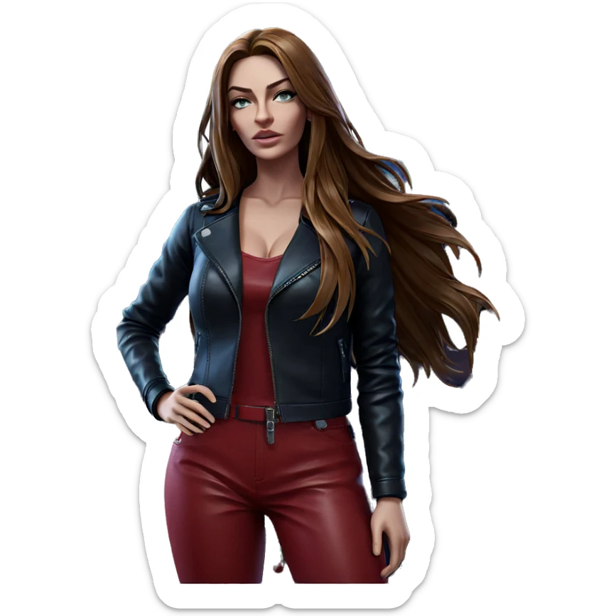 girl in leather under moonlight sticker