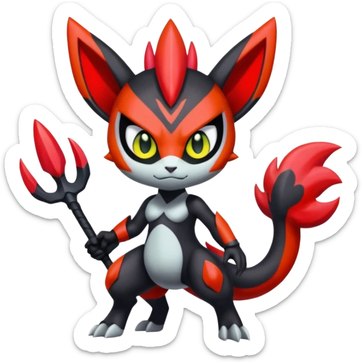 Colorful Cool Badass  Meloetta-Litten-Guilmon-Darkrai-Pokémon-Fakémon-fusion-hybrid-creature sticker