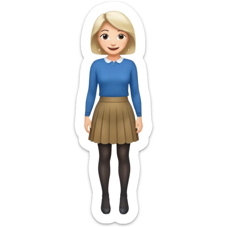 a fashionable middle aged woman, wearing skirt and tights  sticker