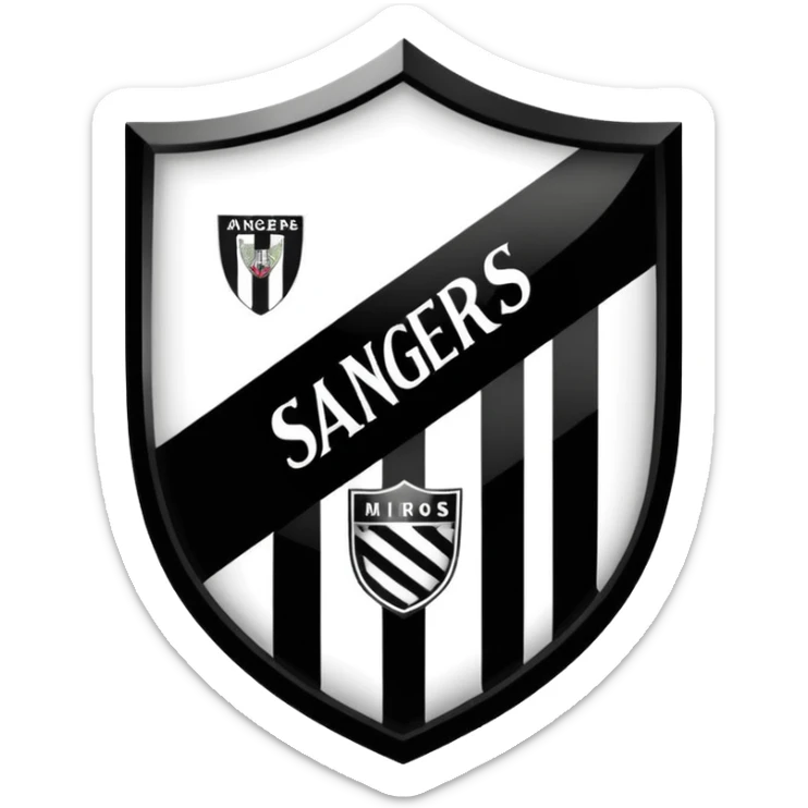 Football club Miros De Cer SV Angers logo, black and white striped shield with 1919 year, sports team emblem sticker