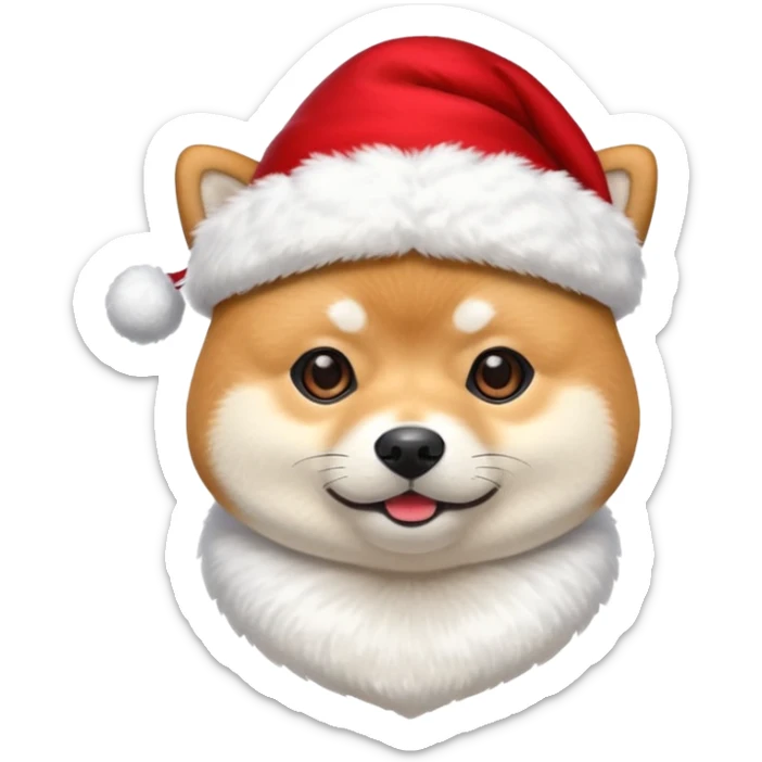 Shiba inu gif portant un chapeau de noel avec un pompon blanc qui bouge sticker