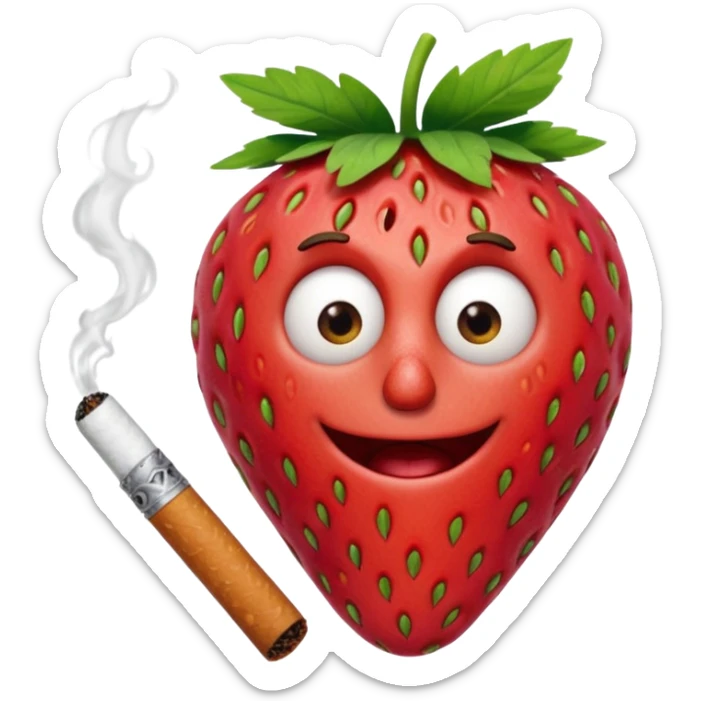 Barry The strawberry from Cloudy with a Chance of Meatballs 2 with a cigarette sticker