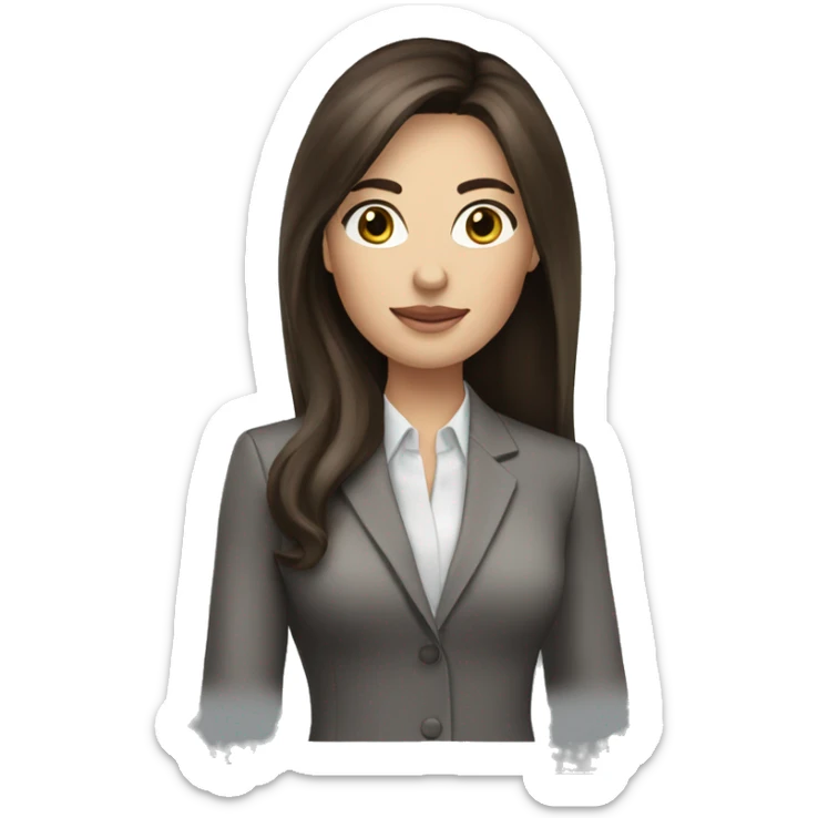 brunette long hair business woman, fair skin, black eyes sticker