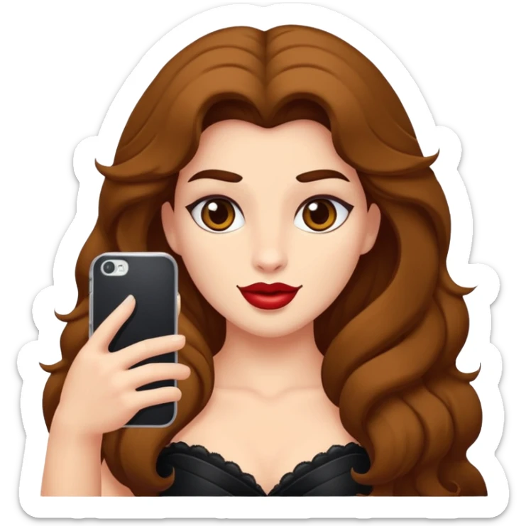 Haz un dos persones una la bella de bella y la bèstia y la otra uo con el pelo rizado largo haciendose un selfie sticker