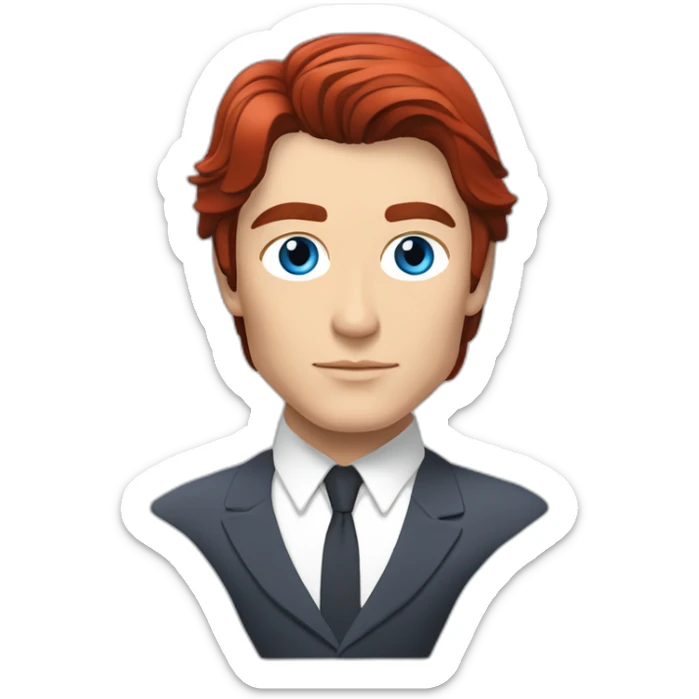 Alain delon sleek futuristic outfit blue eyes red hair full body sticker