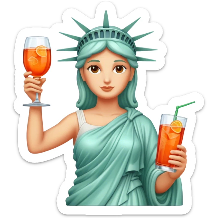 REPLACE THE TORCH OF THE STATUE OF LIBERTY FOR A GLASS OF APEROL SPRITZ sticker
