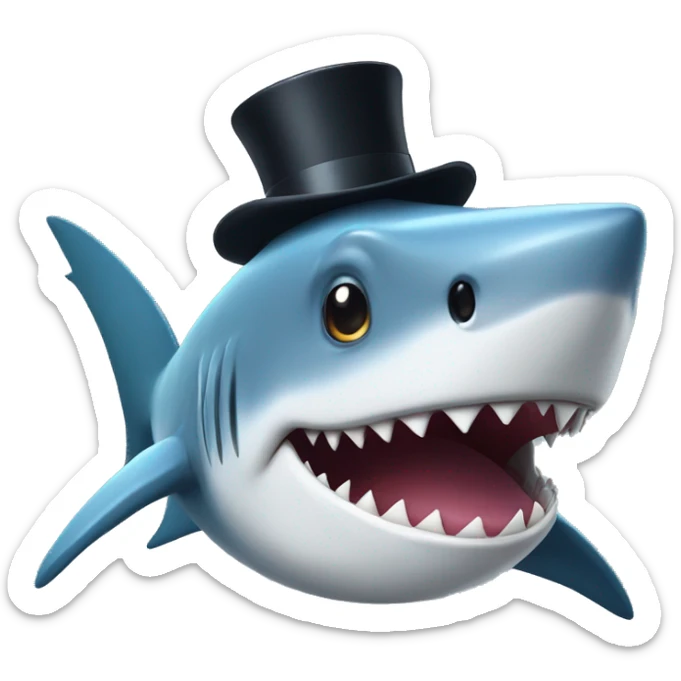 Shark with a top hat sticker