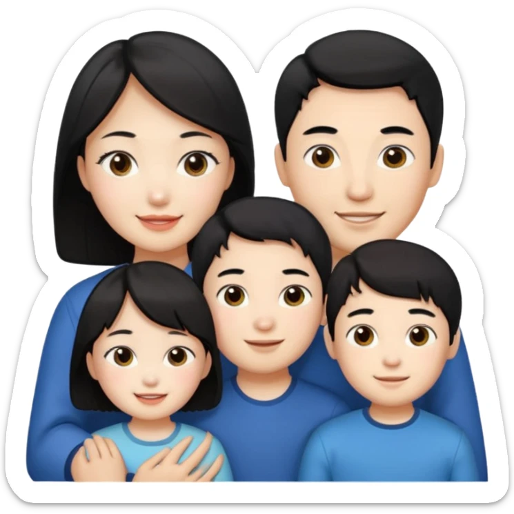 Family korean male x russian female + black hair kid sticker
