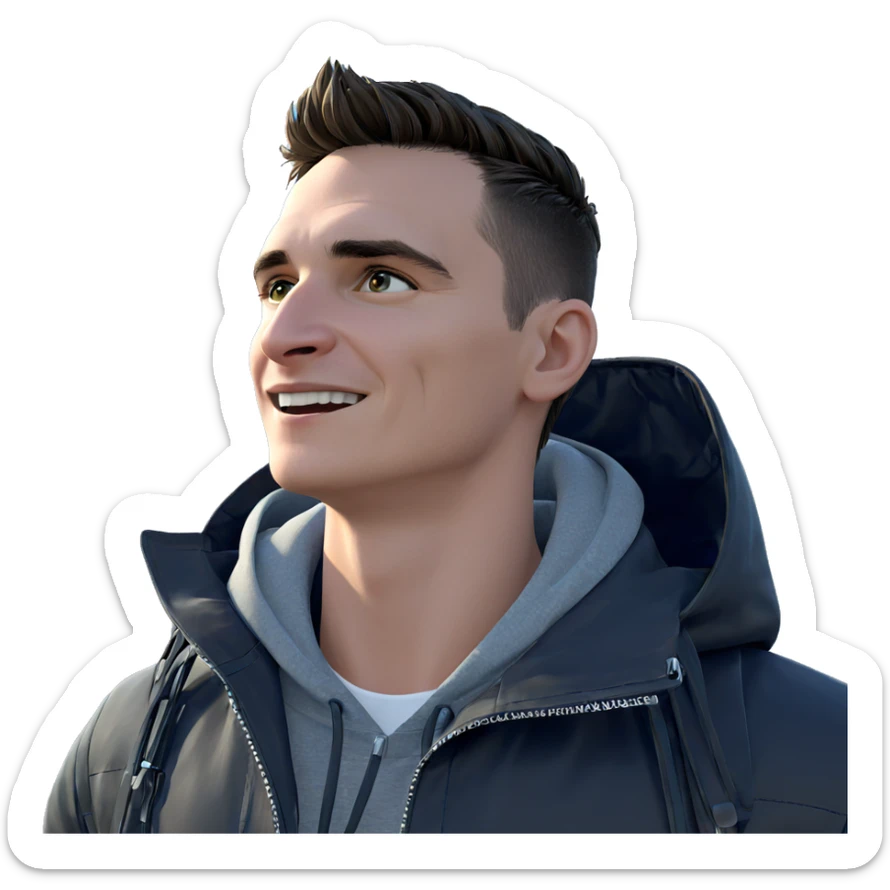 stylish boy by the ocean sticker