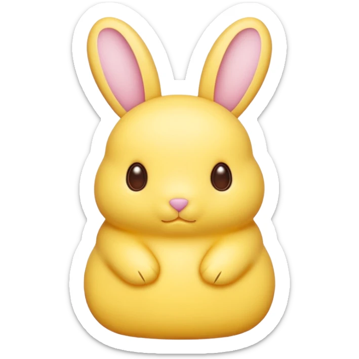 peeps bunny all yellow with three brown dots for eyes and nose no hair no pink sticker