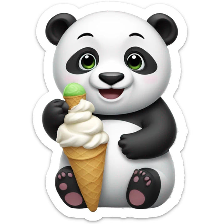 Panda eating ice cream sticker