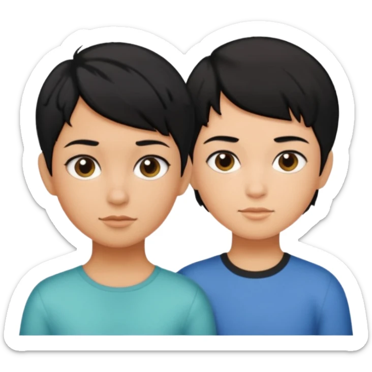 tanned skin, black haired, sibling mermaids, one with short hair and the other with pixie cut  sticker