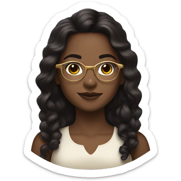Girl with gold wire glasses and medium length dark brown hair  sticker