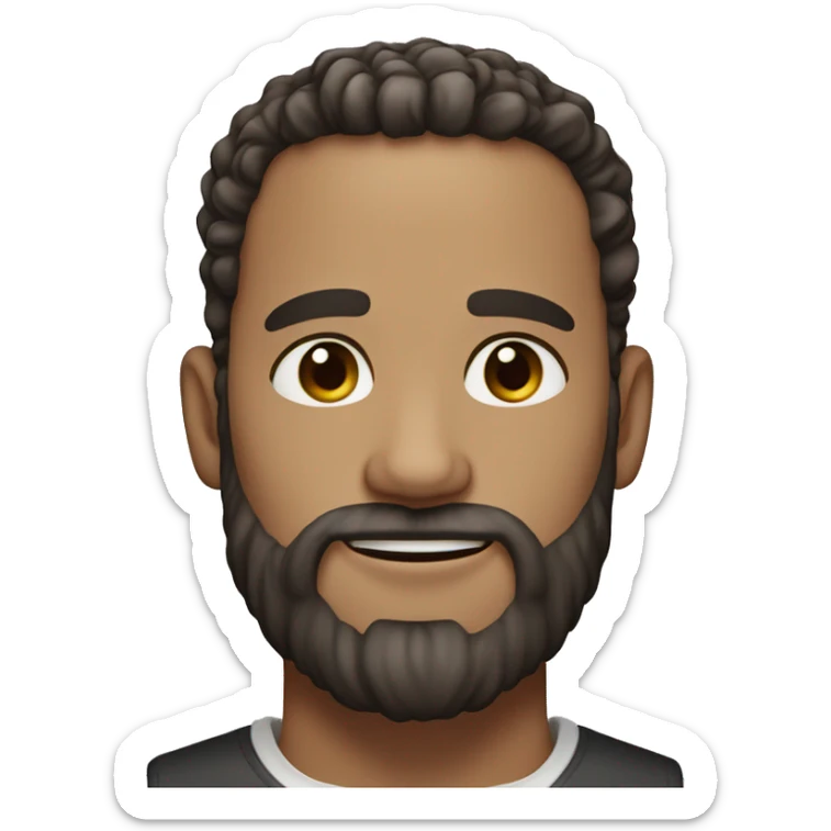 Man with curl hair low taper style and astatic beard, brown eyes, white skin color sticker